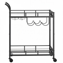 Bar Cart, Home Bar Serving Cart, Wine Cart with 2 Mirrored Shelves, Wine Holders, Glass Holders