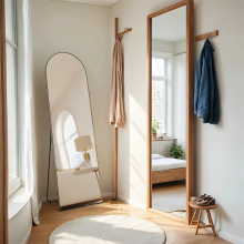 Full Length Mirror, 160 x 50 cm, Arched Full Body Mirror with Stand, Aluminium Alloy Frame Floor Mirror, Tempered Glass, for Bedroom