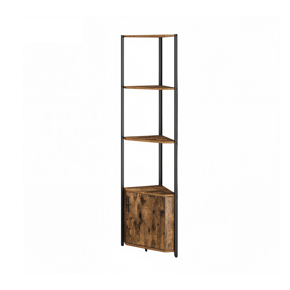Vasagle Corner Shelf, Corner Storage Cabinet, 5-Tier Corner Shelving Unit, For Living Room, Bedroom, Kitchen, Bathroom, Rustic Brown And Ink Black Black,Brown