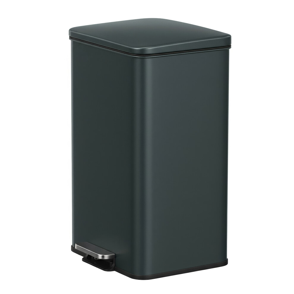 Songmics Kitchen Bin, 10.5 Gallon (40 L) Rubbish Bin, Large Step Bin With Lid, Steel, Soft Close, 15 Liner Bags Included