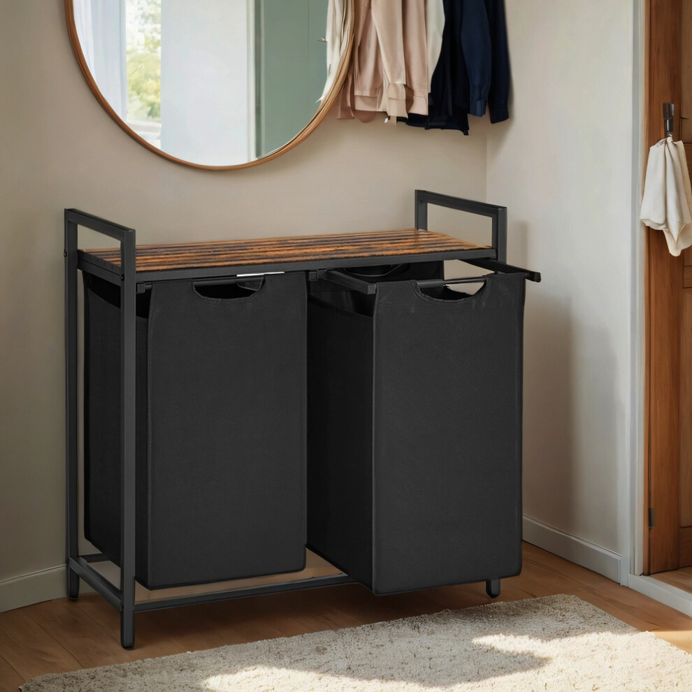 Vasagle (, Camel Brown) Laundry Hamper, Laundry Basket, Laundry Bag??Freestanding Clothes Hamper, Laundry Sorter With 2 Removable Bags Black/Brown