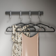 Coat Hangers, Pack of 50, Heavy-Duty Plastic Clothes Hangers, with Wide Shoulder Notches, Trousers Bar, 360?? Swivel Hook, Space-Saving