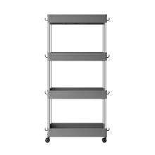 Utility Rolling Cart, 4-Tier Storage Trolley with Wheels, for Kitchen or Office, Space-Saving, Gray