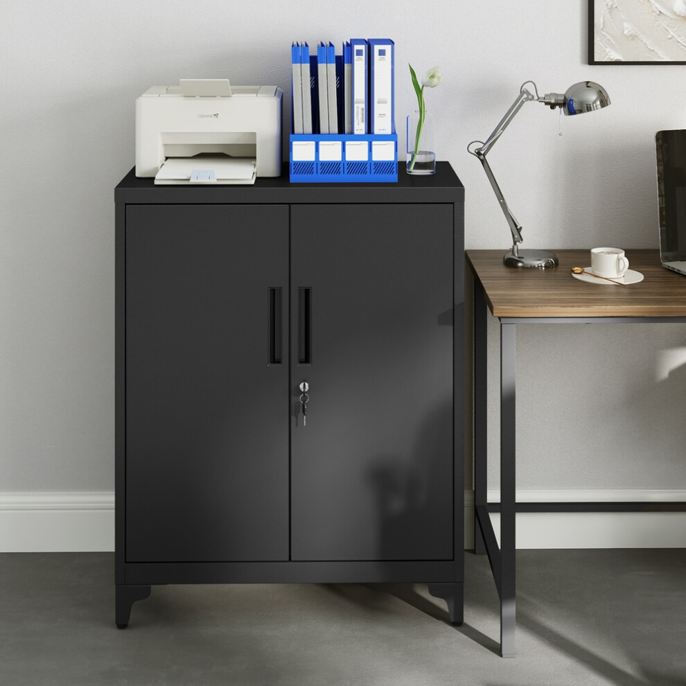 Songmics File Cabinet, Multipurpose Garage Cabinet, Office Cabinet With 2 Doors, Lockable Cabinet, Steel Storage Cabinet, With Storage Shelves