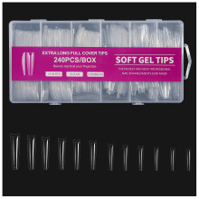 240Pcs Soft Gel Nail Tips Extra Long Clear French Shape 12 Sizes for DIY and Salon Use