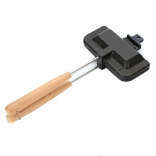 Hot Dog Pocket Maker DoubleSided Removable Sandwich Pan NonStick Toaster For Pancakes Omelets Solid Black Wood Handle