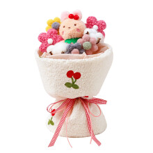 Plush Bouquet with LED Lights Soft Stuffed Animal Flower Arrangement Gift for Valentine's Day Pink Bunny
