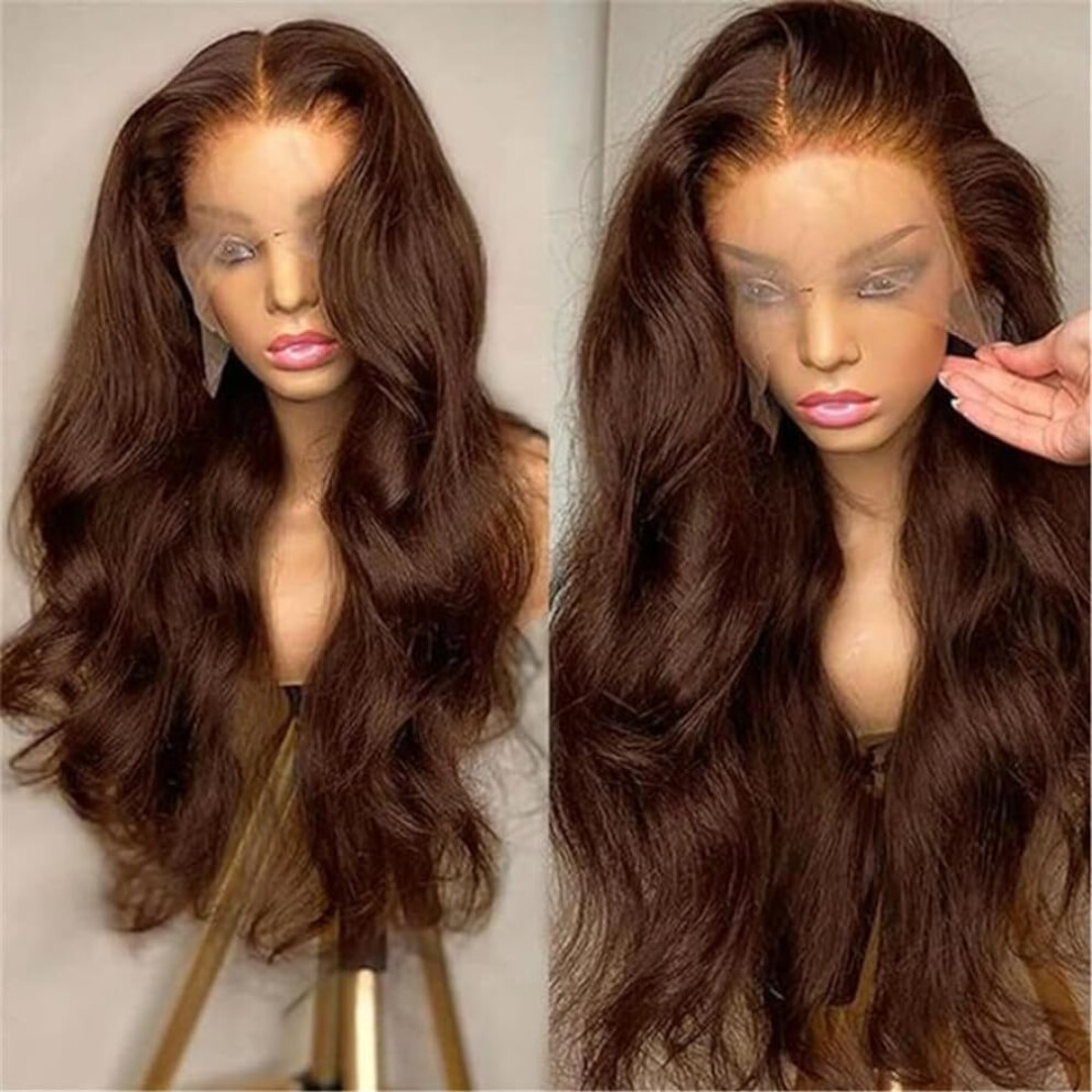 Chocolate Brown Lace Front Wig Human Hair 13x4 HD Body Wave Glueless Pre Plucked
