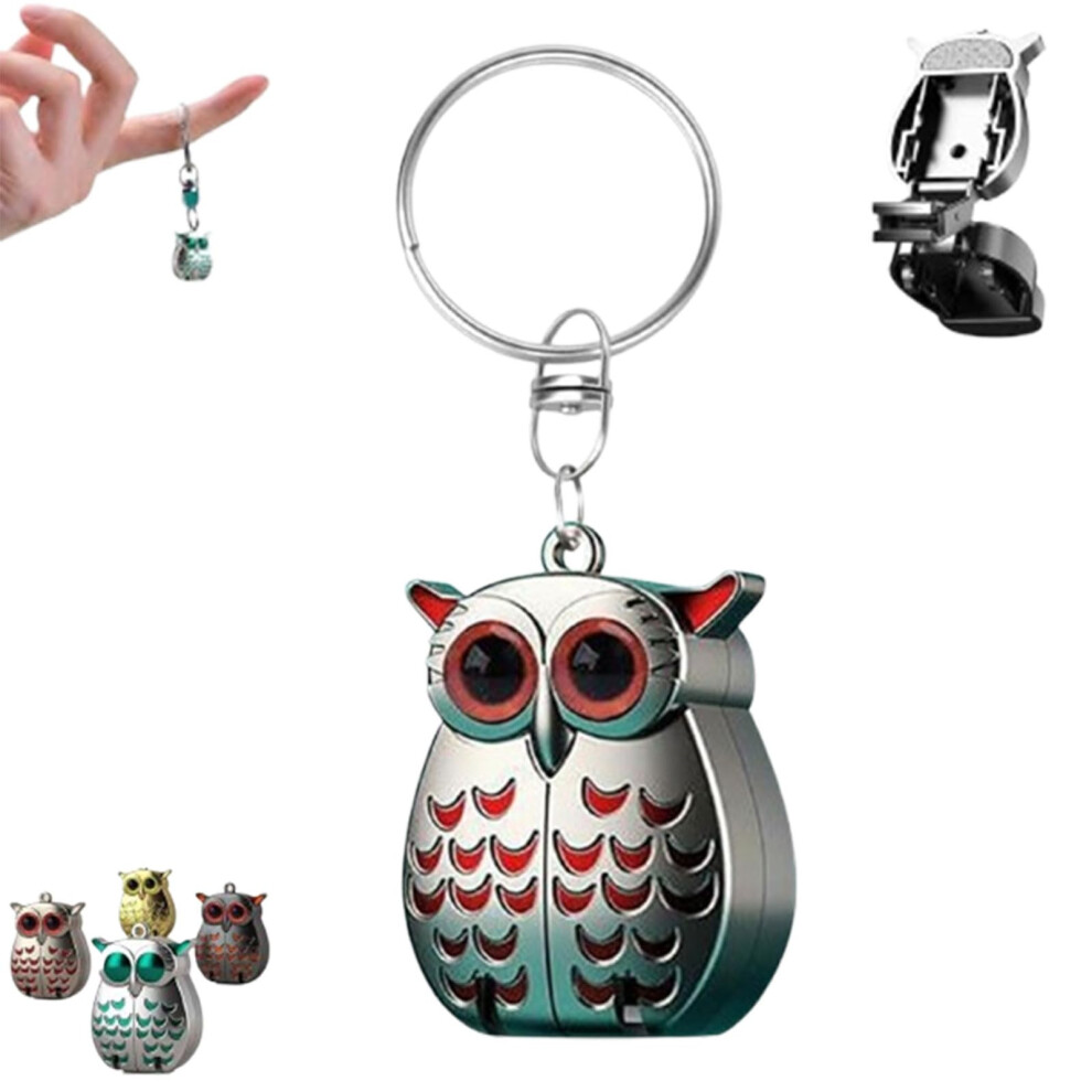 Silver Foldable Owl Nail Clipper Keychain, Travel Size Stainless Steel 2In1 Clip And File,
