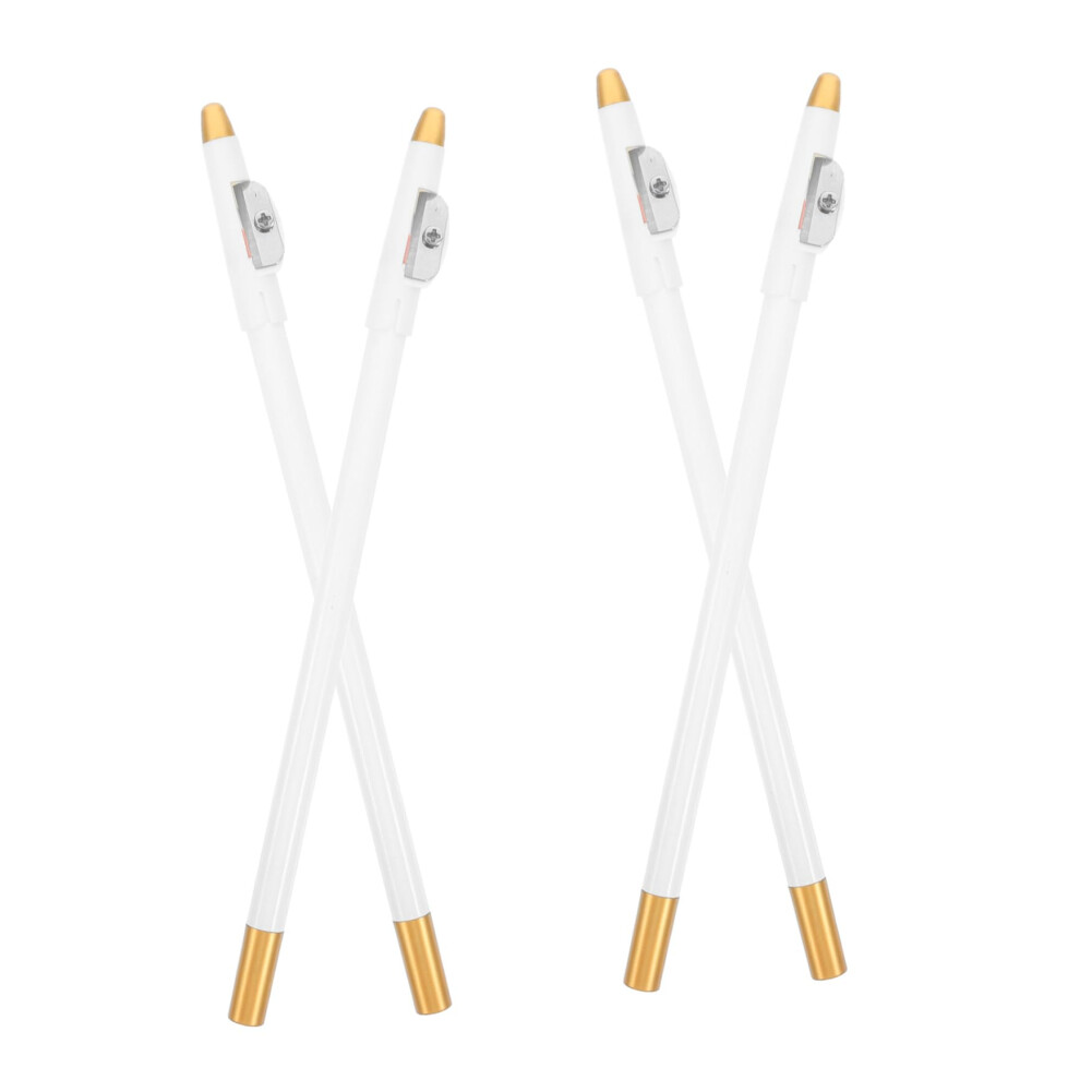 White Barber Pencil Set With Sharpener, Waterproof Hairline Eyebrow Beard Liner, 4 Pack