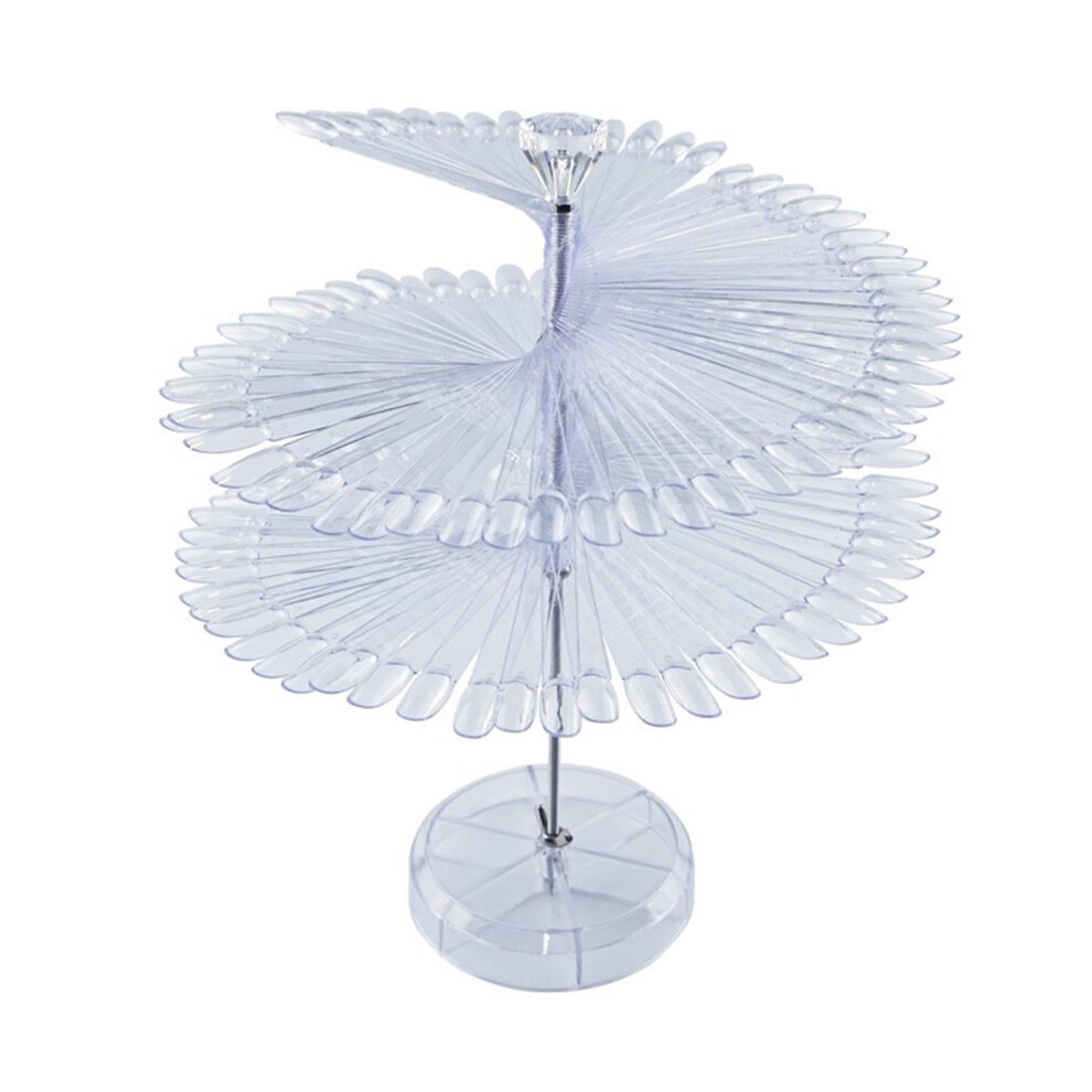120 Tips Spiral Nail Color Display Stand with Clear Round Reusable Nail Tip Practice Holder