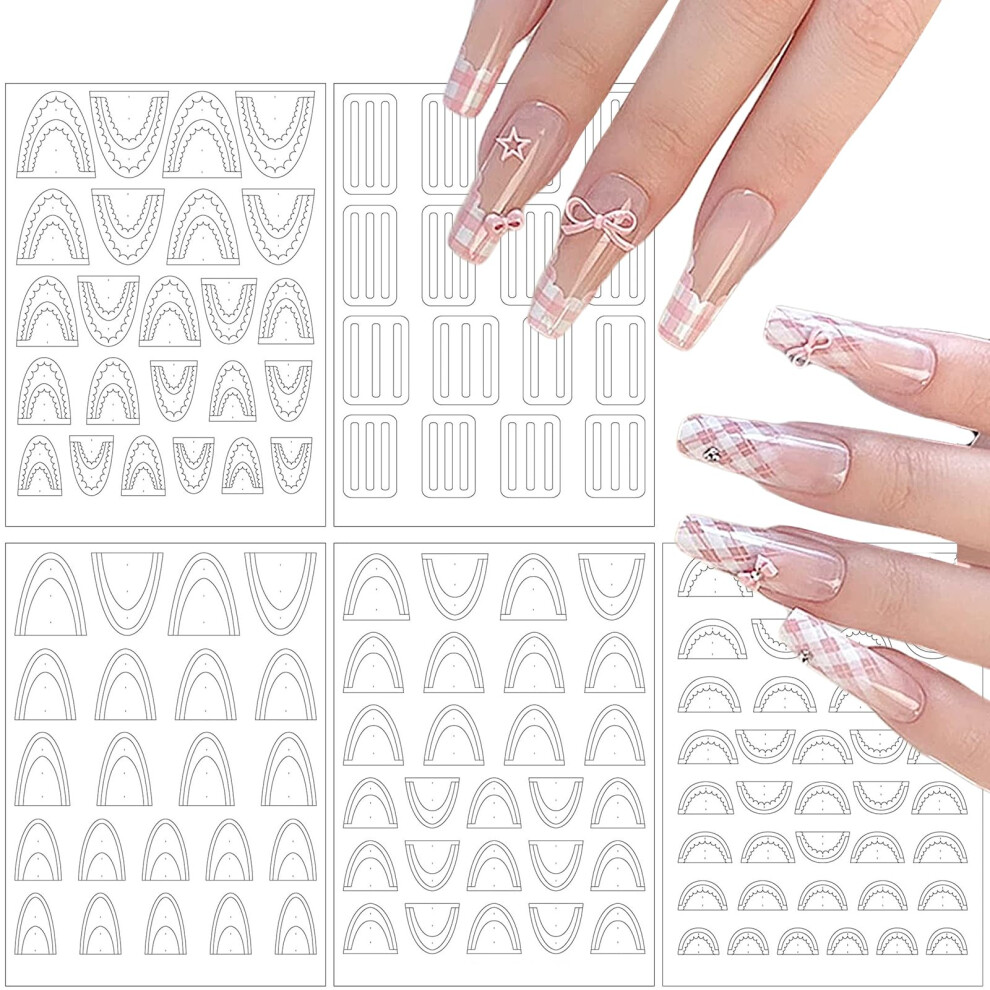French Tip Nail Guides Set with Transparent Stencils for Fast Manicure and Versatile Designs