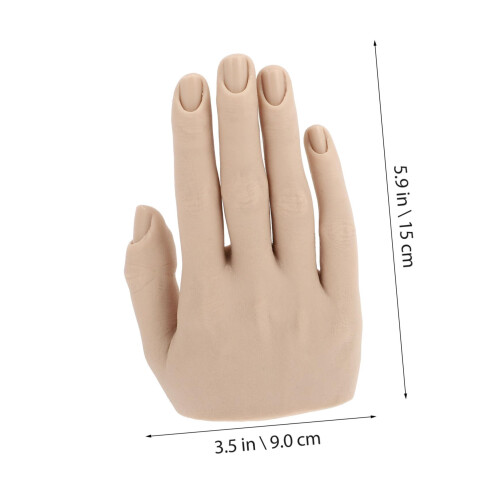 Practice Hand for Nail Art with Realistic Shape, Reusable Silicone Manicure Training Hand Model 1