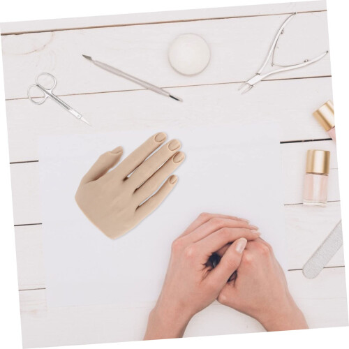 Practice Hand for Nail Art with Realistic Shape, Reusable Silicone Manicure Training Hand Model 2
