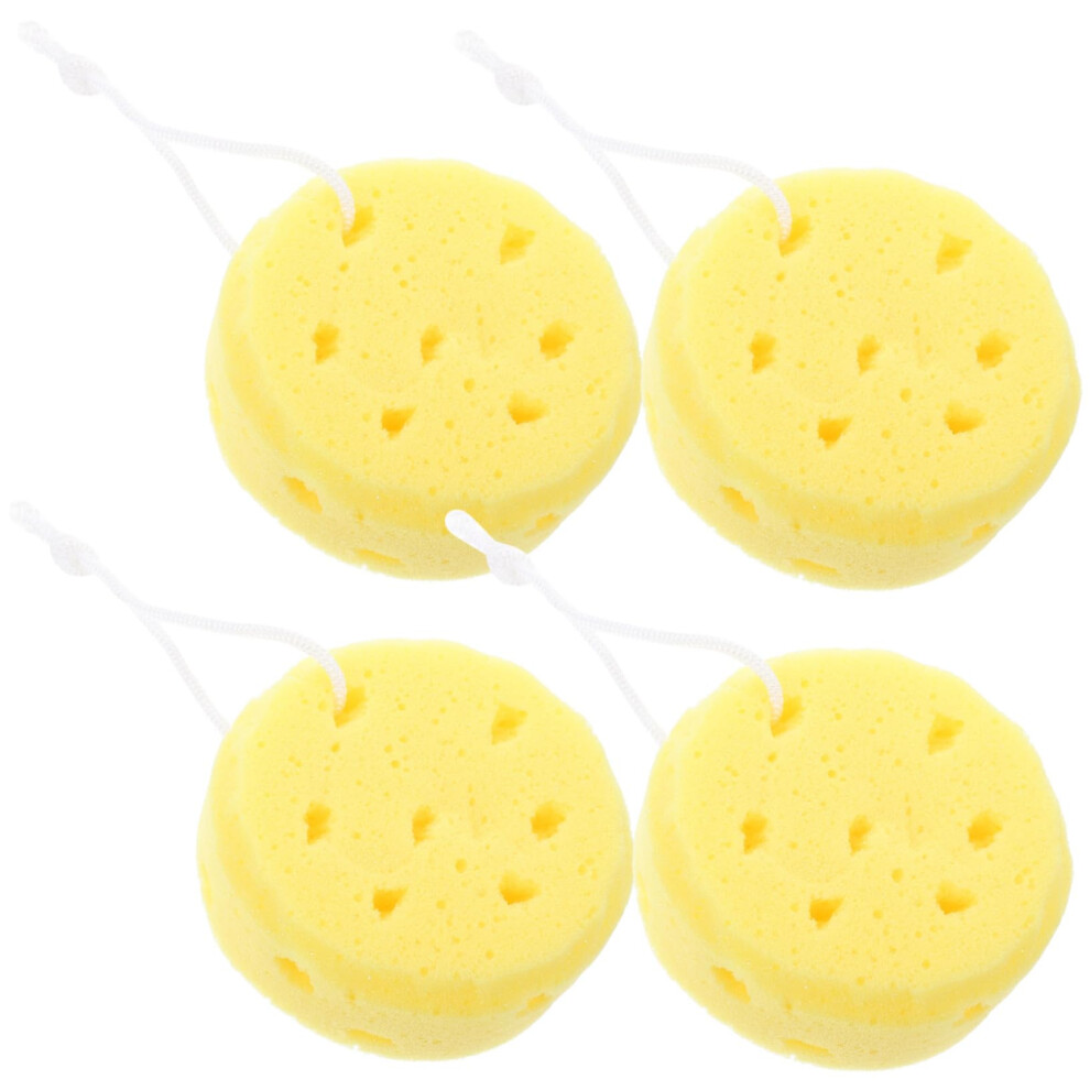 Yellow 4Pcs Shower Sponge Body Loofah For Gentle Exfoliation And Deep Cleansing, Quickdrying