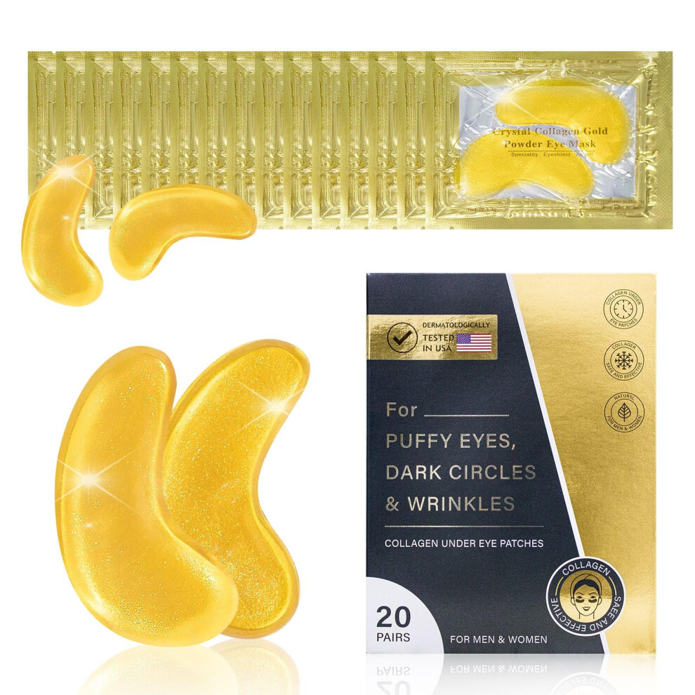 Dark Under Eye Patches With Collagen And Hyaluronic Acid For Circles And Puffiness, 20 Pairs