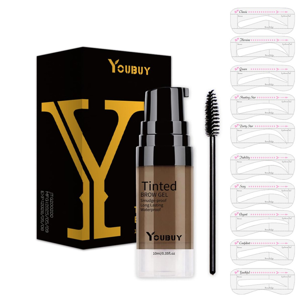 Brown Waterproof 24H Eyebrow Gel Light Smudge Proof Long Lasting Brow Color With Brush 6Ml
