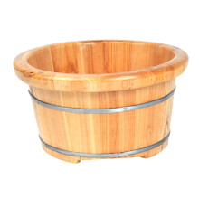 Wooden Foot Bath Tub with Massage Beads, Metal Insulated Basin for Home Spa and Elderly Use