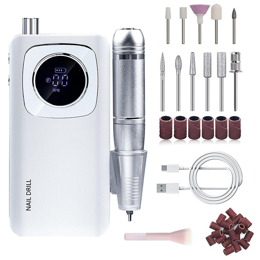 Cordless Electric Nail Drill 45000RPM Rechargeable Nail File Kit for Acrylic Nails with Bits