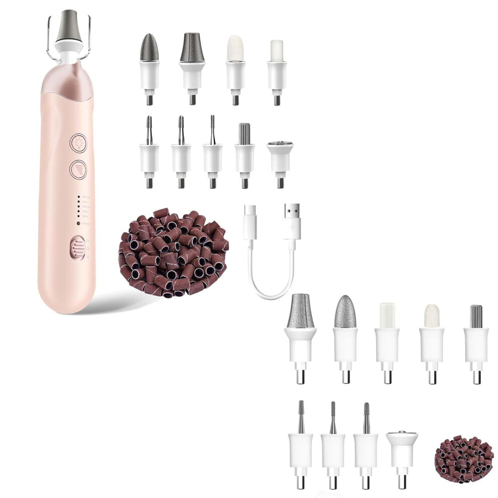 Purple Cordless Electric Nail File Manicure And Pedicure Kit, Rechargeable 5Speed Nail Drill For Thick Toenails And Cuticles,