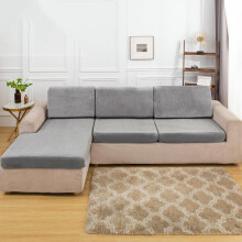 (Grey, L-shaped) Solid Color Sofa Seat Cover, 1 Count Soft Comfortable Sofa Seat Cushion Cover, Dustproof Sofa Cover