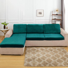 (Emerald Green, L-3seat) Solid Color Sofa Seat Cover, 1 Count Soft Comfortable Sofa Seat Cushion Cover, Dustproof Sofa Cover