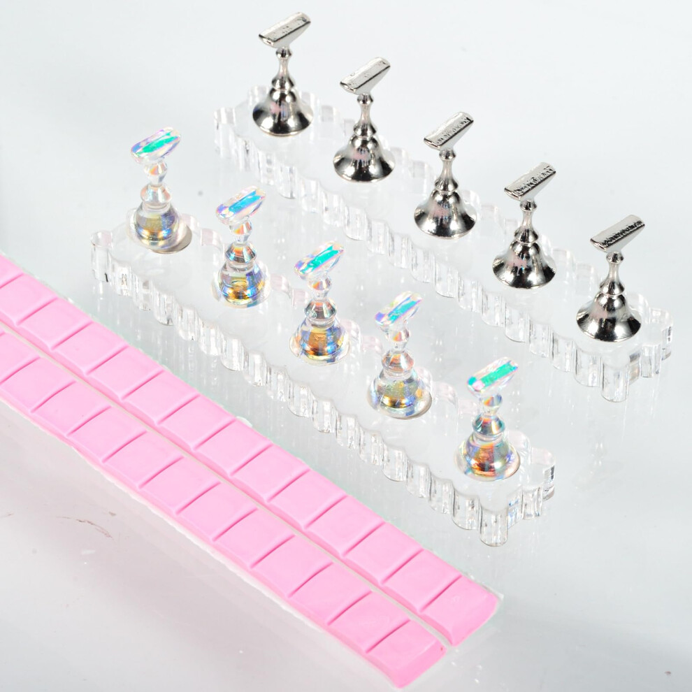 Magnetic Acrylic Nail Display Stand with Strong Magnets and Stable Base for Painting and Press On Nails