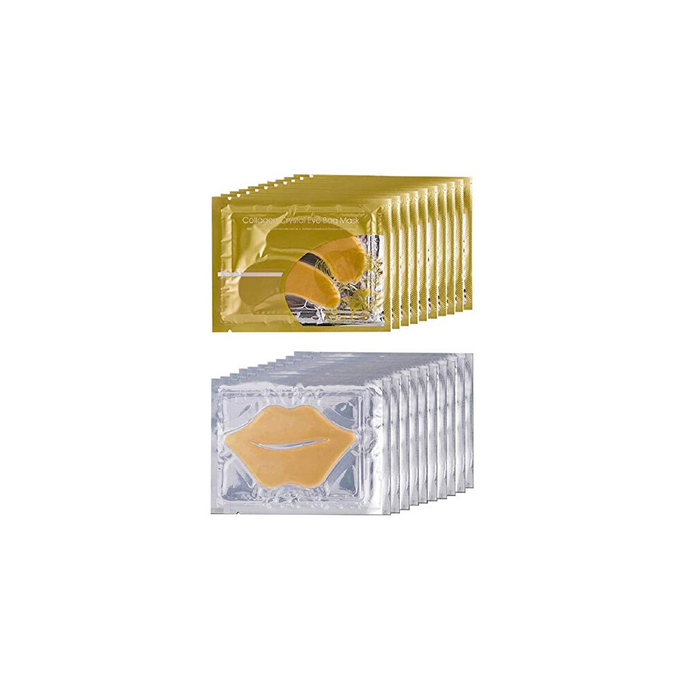 Gold Collagen Eye And Lip Mask Set Antiaging Hydrogel Patches For Deep Hydration And Wrinkle Reduction