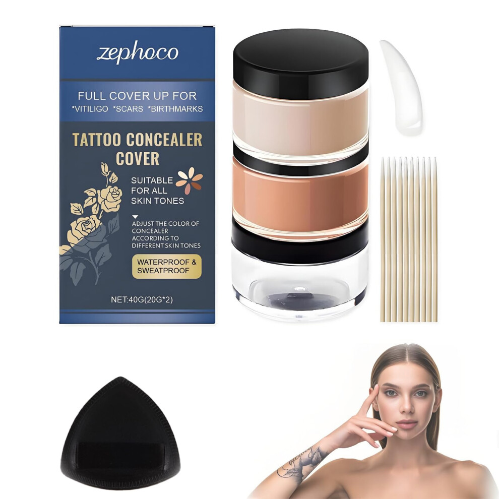 Tattoo Cover Up Makeup Waterproof Sweatproof Concealer for Scars Spots Vitiligo LongLasting