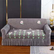 (Gray, 3 seater) Modern Milk Silk Print Elastic Sofa Cover, Stretch Sofa Cover, Pet-Friendly Polyester Blend, Fits Single & Multiple Seater