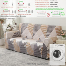 (cailing, 2 Seater - 2 Counts) Modern Geometric Art Sofa Cover, Elastic Sofa Slipcover, Soft Comfortable Elastic Fabric, All-Season Use