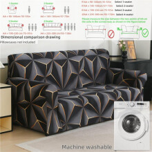 (Space, 4 Seater - 2 Counts) Modern Geometric Art Sofa Cover, Elastic Sofa Slipcover, Soft Comfortable Elastic Fabric, All-Season Use