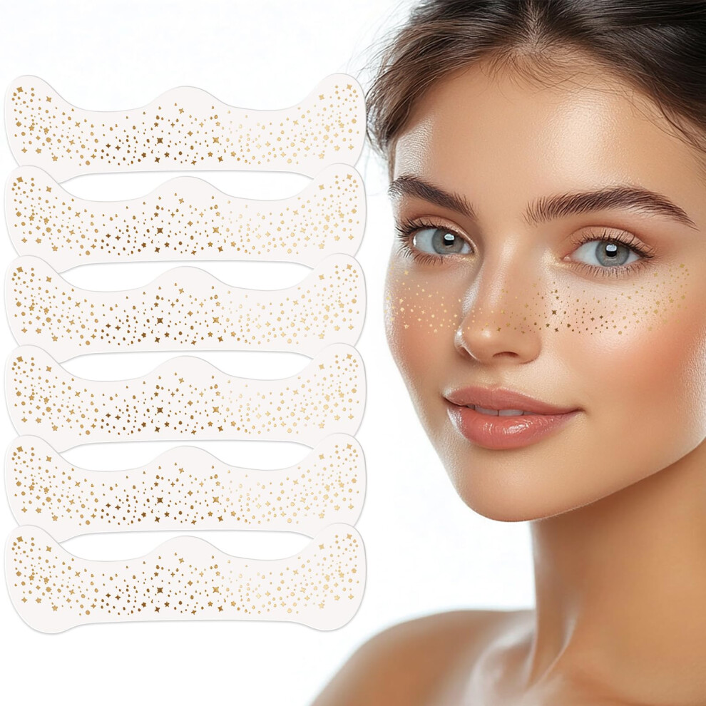 Gold 6Pcs Glitter Freckle Tattoos Face Glitter Waterproof Temporary Stickers For Festival Wear