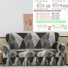 (Marble, 4 Seater (235-300cm/91-118in)) Elegant Geometric Art Sofa Cover, Elastic Fabric & Ruffled Hem Design, Home Decor, Hotel, Apartment