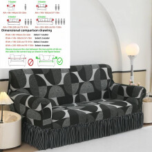(Geometric, 2 Seater (145-185cm/57-73in)) Elegant Geometric Art Sofa Cover, Elastic Fabric & Ruffled Hem Design, Home Decor, Hotel, Apartment