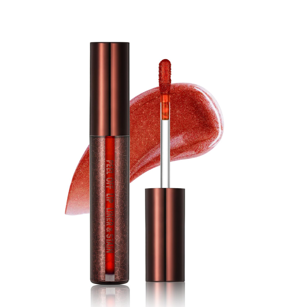 Peel Off Lip Stain and Waterproof Lip Liner, Long Lasting Transfer Proof 2 in 1 Lip Tint