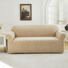(Khaki, 2seater) Deep, Stretchable Anti-Slip Velvet Fabric, Washable Pet & Kid Furniture Protector, Washable Sofa Slipcover