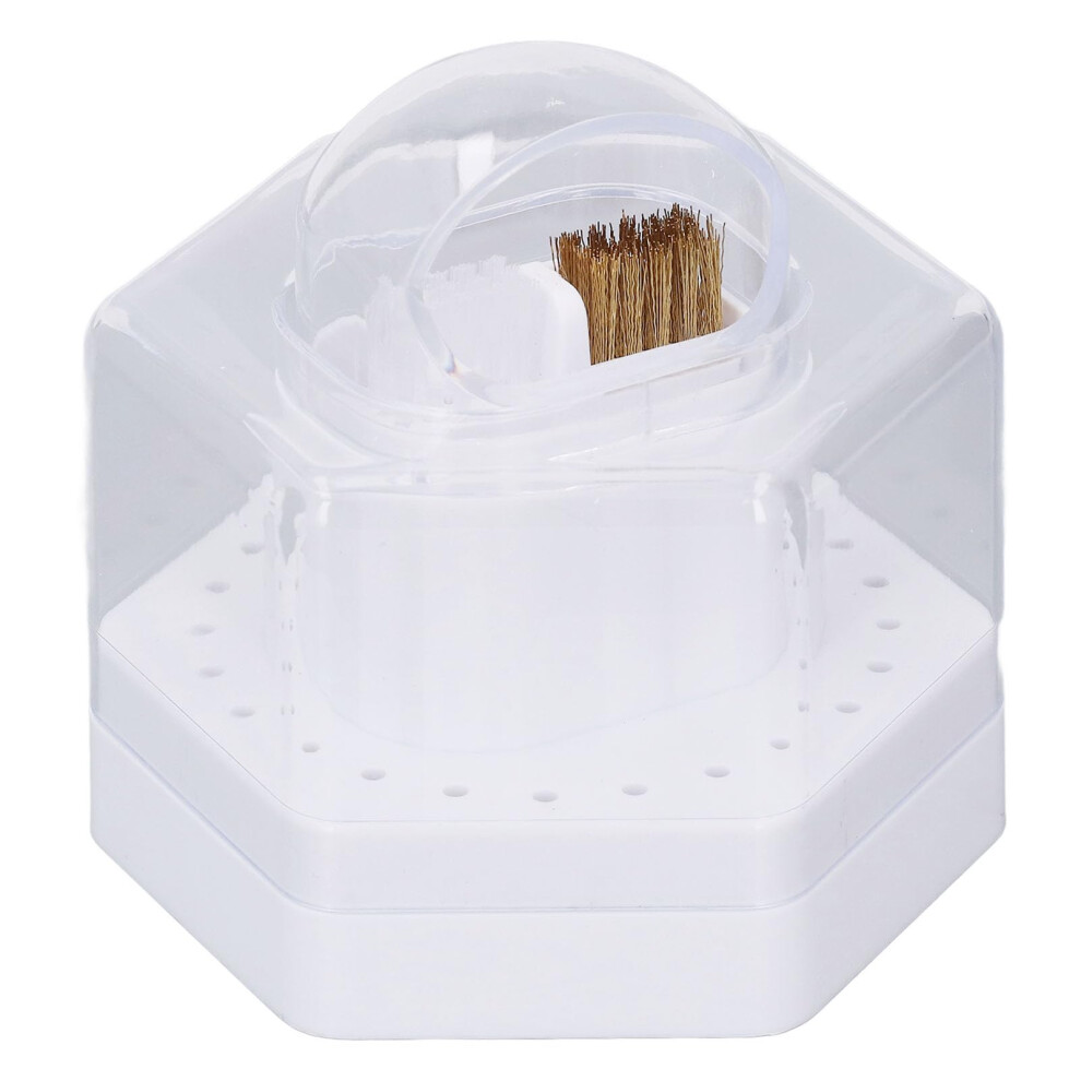 Nail Drill Bit Holder 24Hole Dustproof Organizer with Dual Cleaning Brushes for 3mm Bits