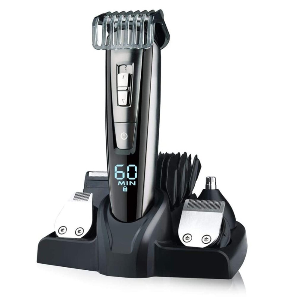 Cordless Hair Clipper and Beard Trimmer Kit for Men, Waterproof, LED Display, Fast Charging