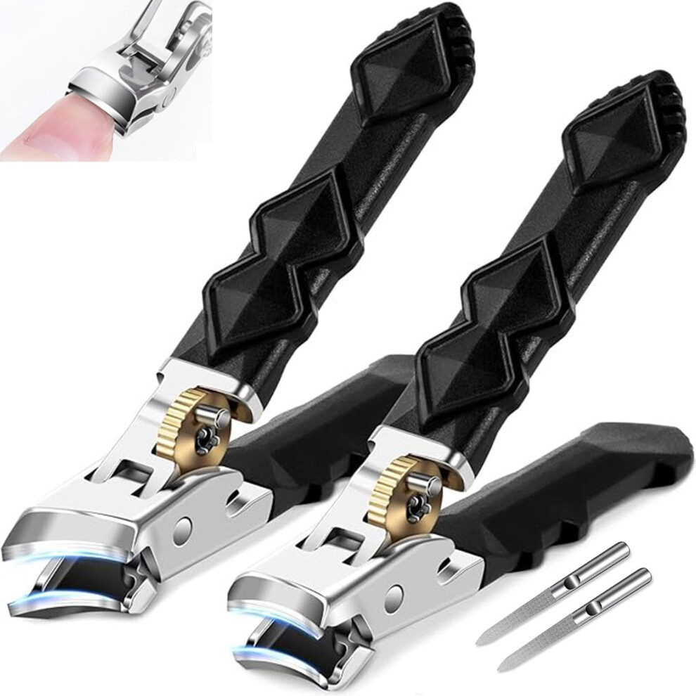 Toenail Clippers for Thick Nails with Wide Jaw Opening and Long Handle AntiSlip Grip, 2PCS
