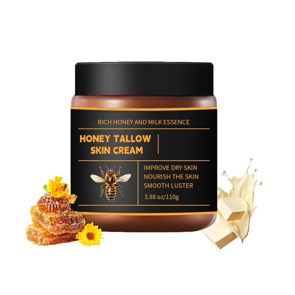 GrassFed Beef Tallow Face Cream with Honey, Deep Hydration and Skin , 3.88 oz
