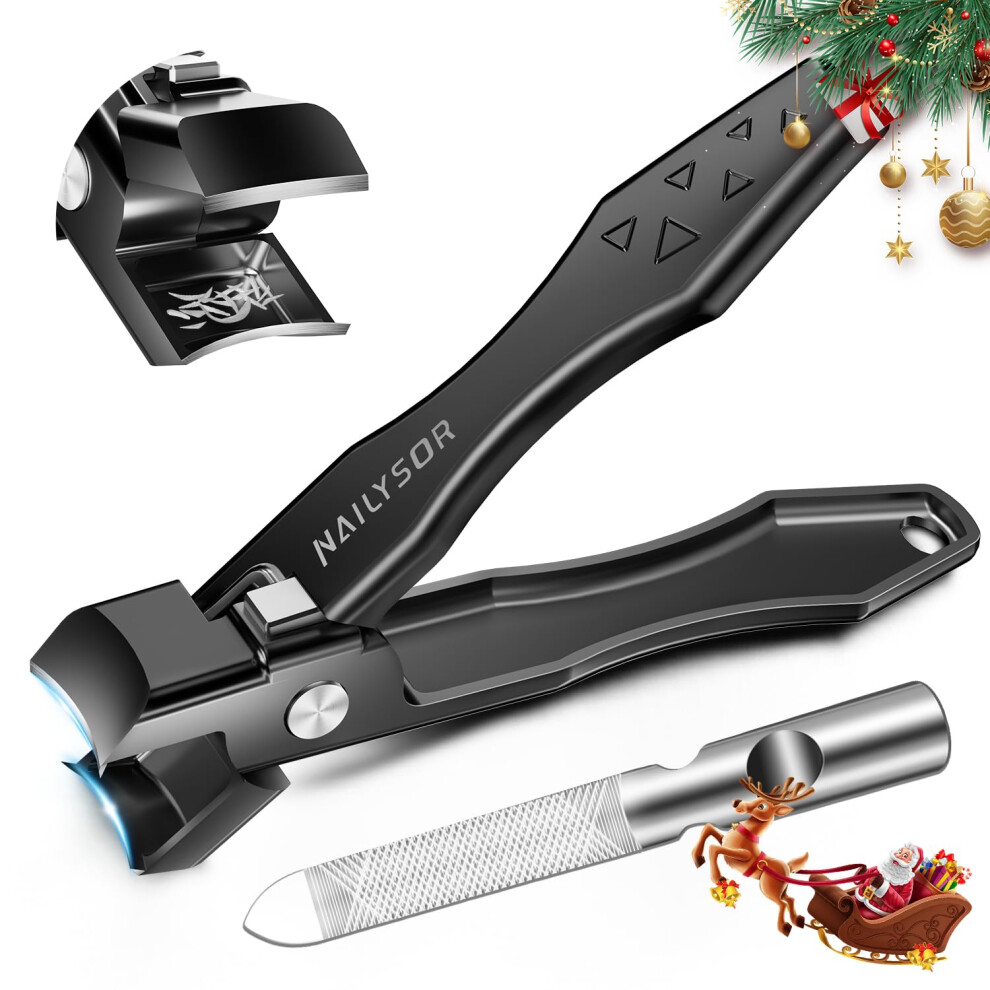 Toenail Clippers for Thick Nails with Wide Jaw, Nail Catcher and Safety Lock for Seniors