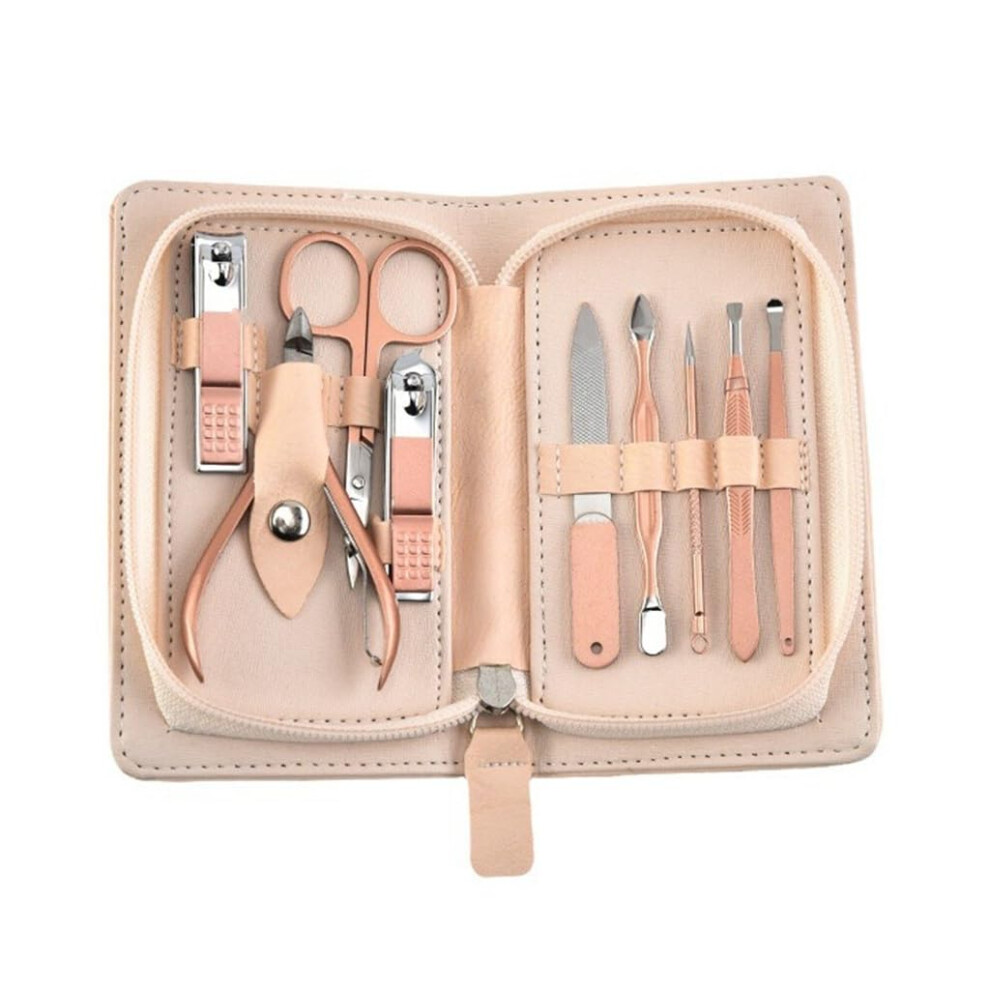 Rose Gold 9 Piece Professional Stainless Steel Nail Clipper Set for Manicure Pedicure Grooming