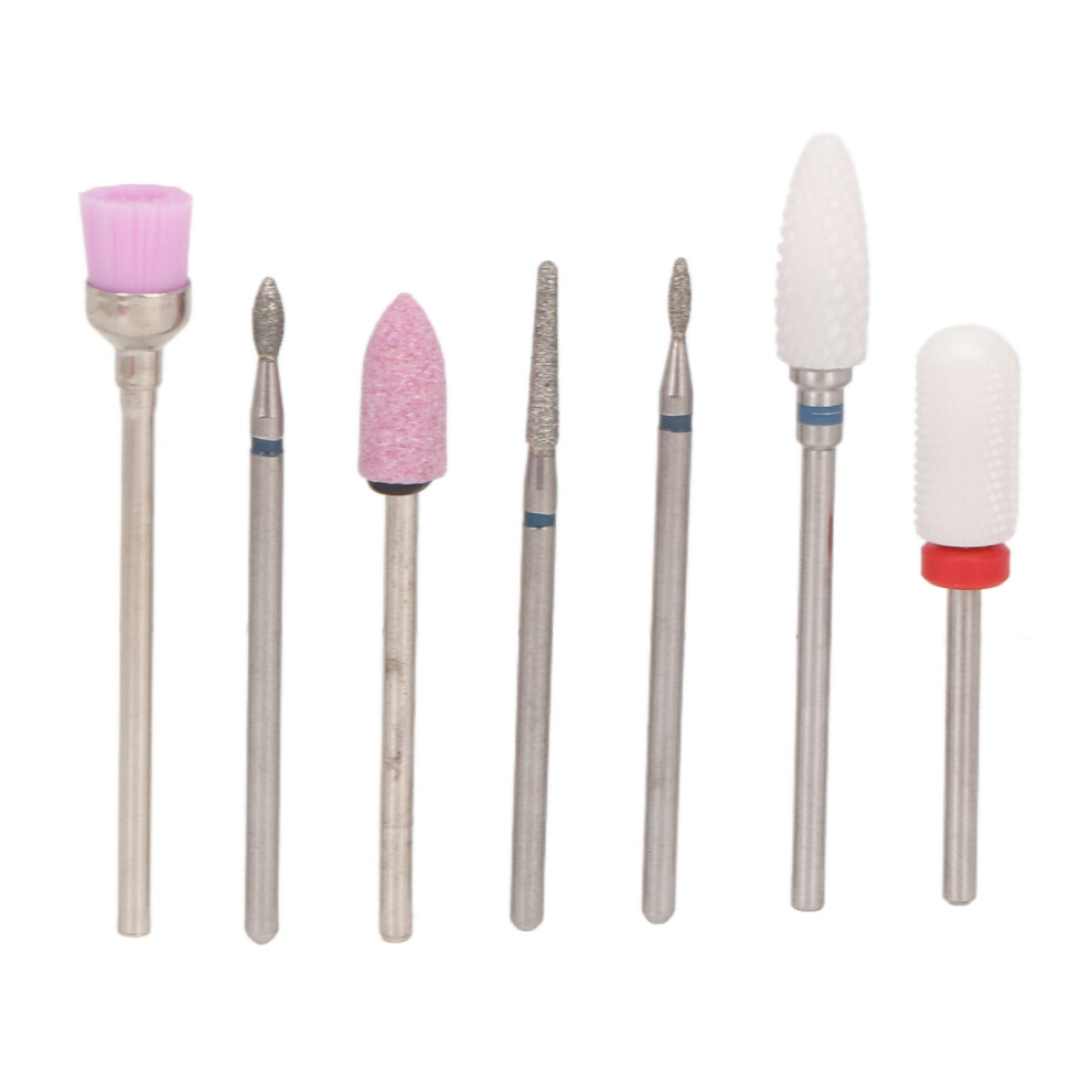 Ceramic Nail Drill Bits Set, Heat Dissipation And Corrosion Resistance For High-Strength Cutting, 7Pcs Tools For Shaping And Cutting, Easy-Clean Desi