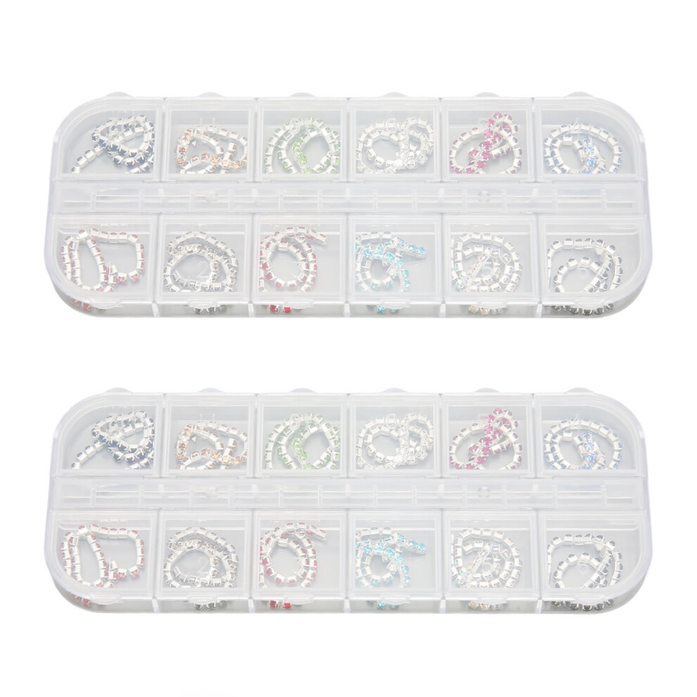 Punk Pendant Nail Ornaments Metal Rhinestones Nail Art Rhinestones Cute Nail Charms With 12 Compartment Dustproof Box Easy Carry Portable Design