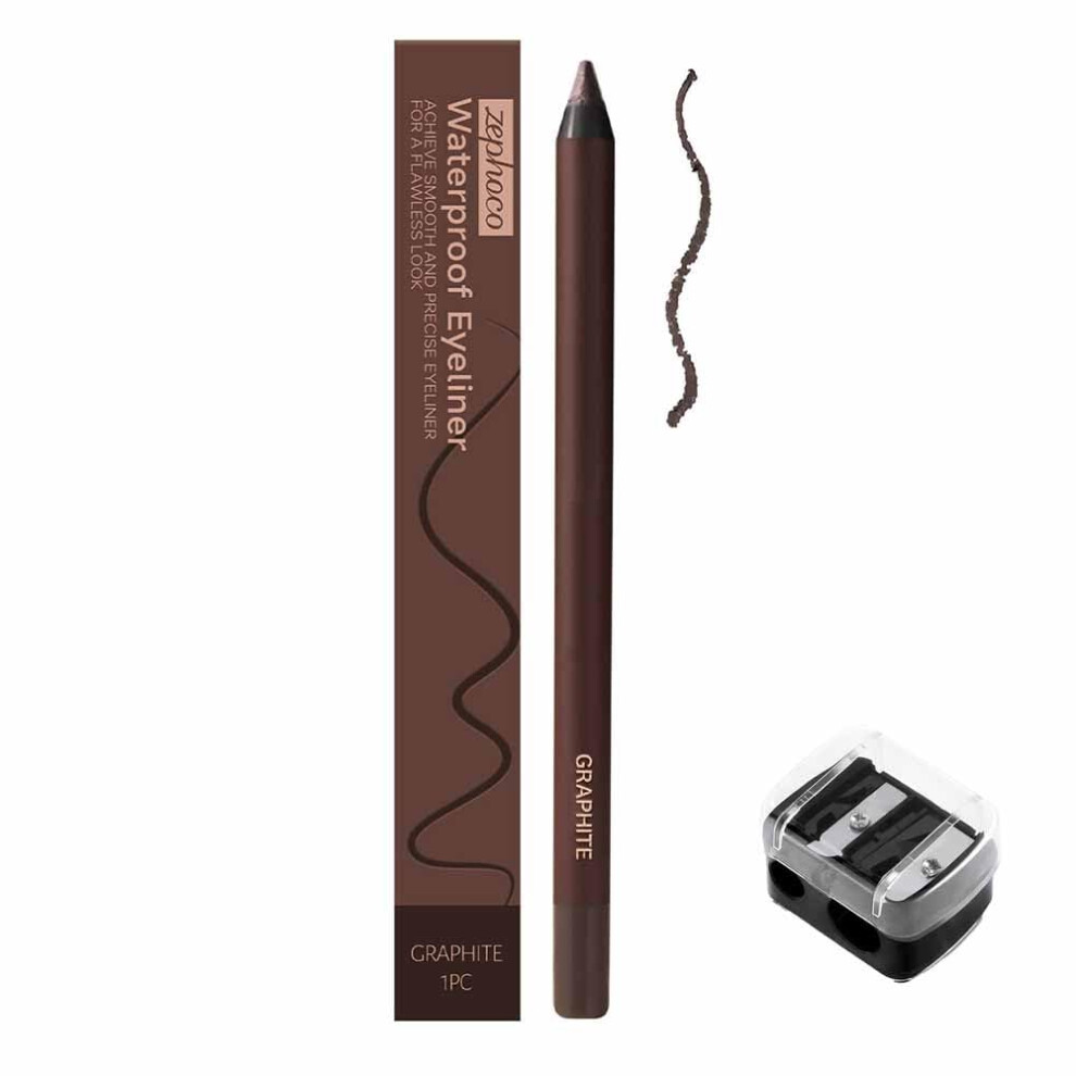 Waterproof Eyeliner Pencil 24Hr Wear Dual Use Brow and Eye Sharpenable Smooth Graphite