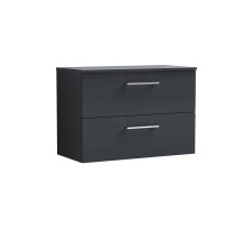 Balterley Level Modern Bathroom 800mm Wall Hung 2 Soft Close Drawer Vanity Unit with Worktop, 557 x 805 x 390mm, Dark Grey