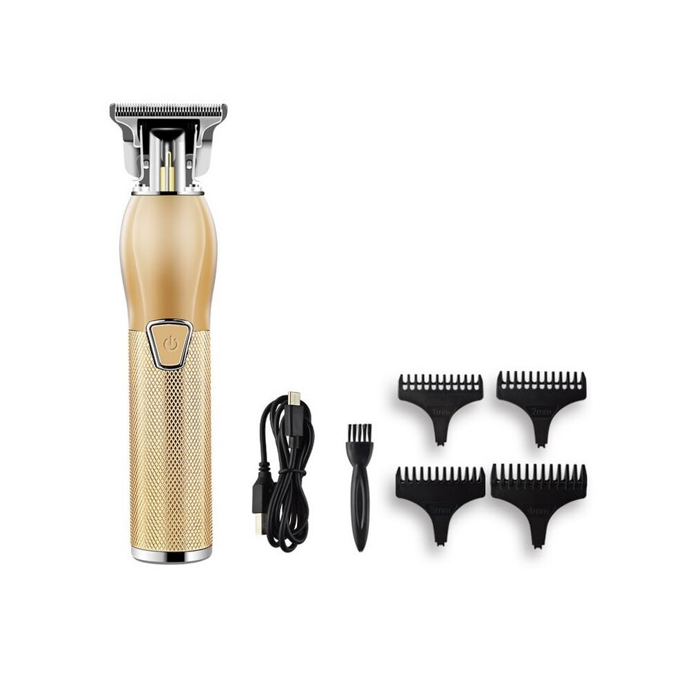 Professional Gold Rechargeable Hair Clipper with Hollow Head, Low Noise and USB Fast Charging