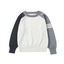Boys Color Sweater Knit Pullover Casual Long Sleeve Crewneck Grey Size 6 Years Soft Comfortable Loose Fit Winter