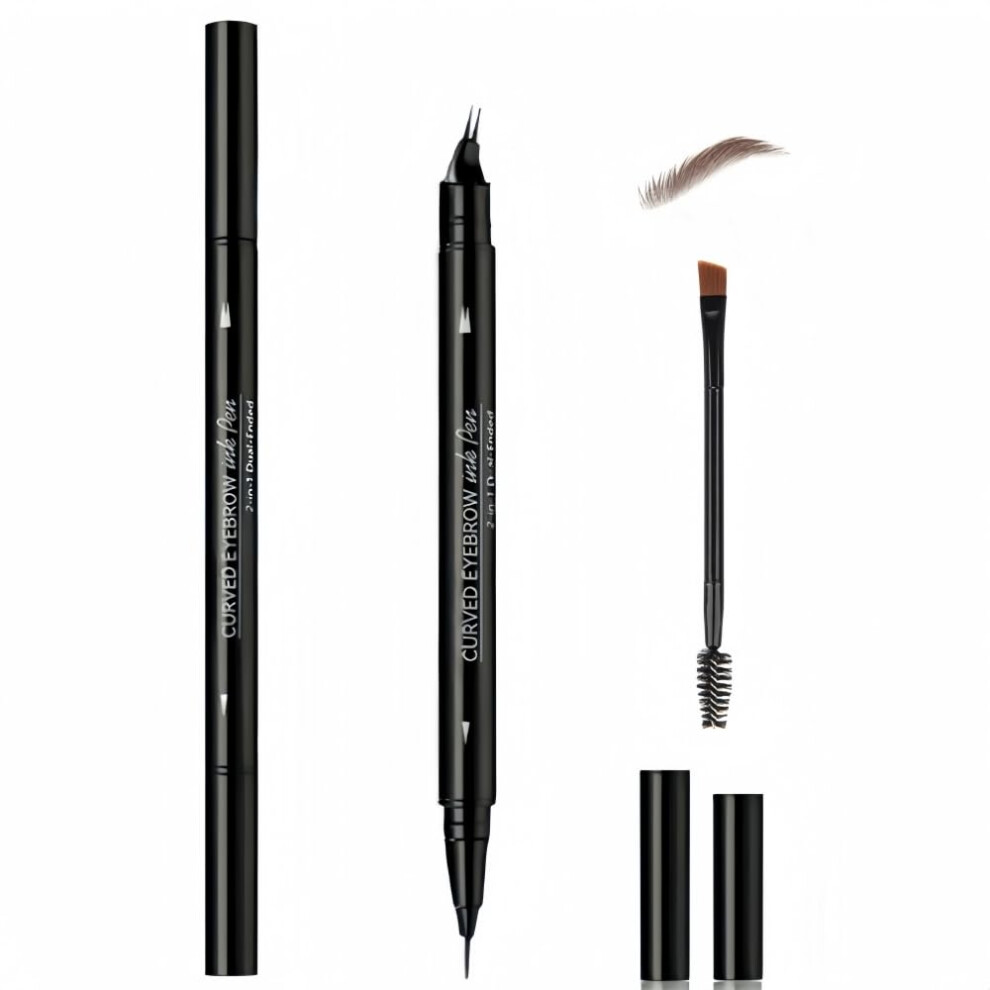Brown Waterproof Eyebrow Pencil For Sparse Eyebrows Dualended Brush Smudge Proof Long Lasting Dark